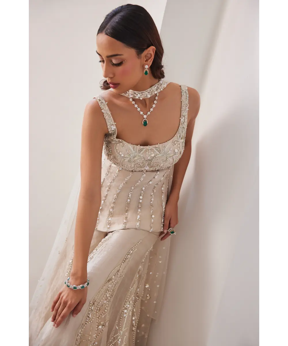 SANYA GULATI - Tissue Sharara and Corset Set